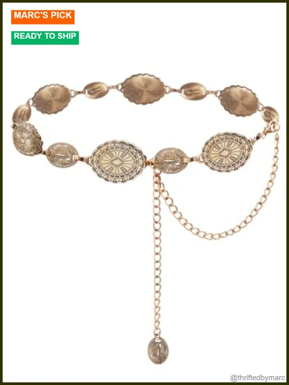 Western Metal Concho Belt for Women Cowgirl Chain Belt for Jeans Dresses